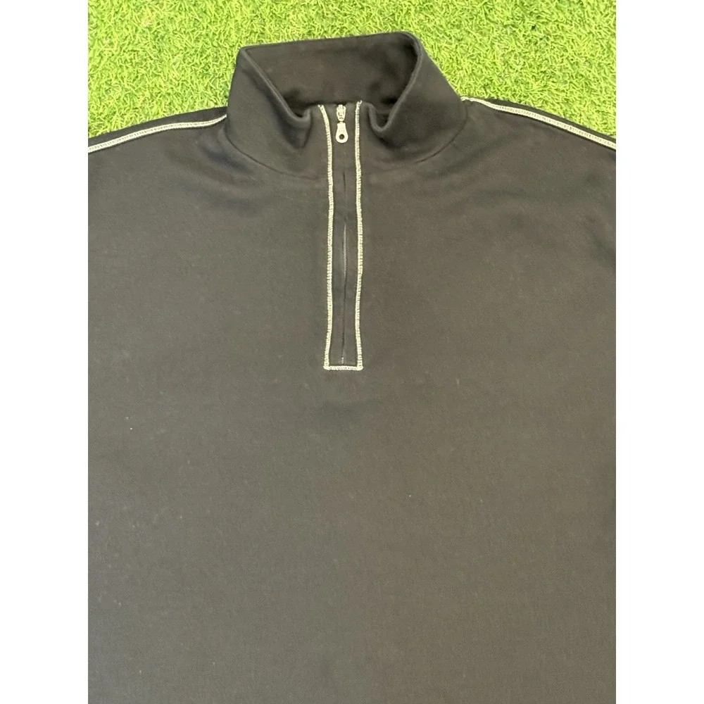 Scott Barber 1/4 Zip Long Sleeve‎ Large Black Pullover Shirt Sweater Pima Cotton - Picture 4 of 11